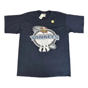 NY Yankees 2001 World Series Champions Navy T-Shirt Size L Vintage NWT